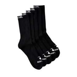 Rip Curl Brand Crew Socks 5 Pack Black