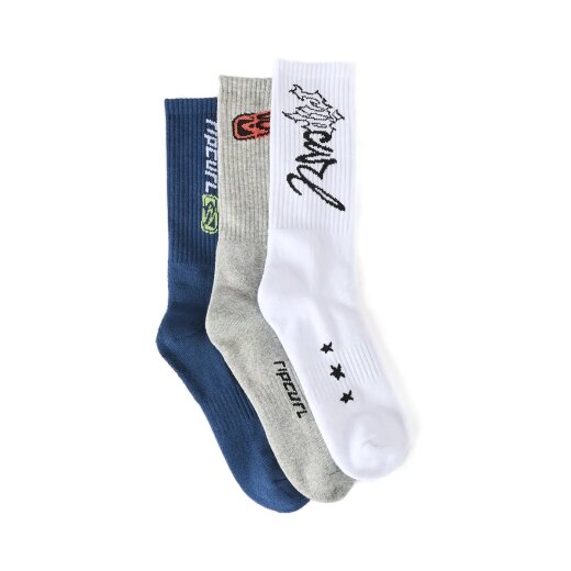 Rip Curl Retro Crew Sock 3 Pack Grey Heather