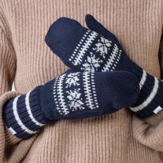 Klitmoller Mittens Pattern Knit Handschuhe Navy Cream