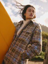Roxy Over And Above Fleece Hemdjacke Oil Green Tartan Plaid