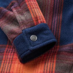 Passenger Clothing West Polar Fleece Shirt Rich Navy Red Ochre Check