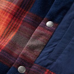 Passenger Clothing West Polar Fleece Shirt Rich Navy Red Ochre Check