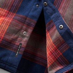Passenger Clothing West Polar Fleece Shirt Rich Navy Red Ochre Check