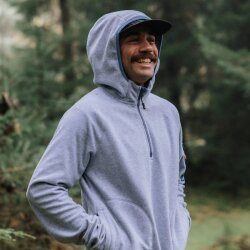 Passenger Clothing Forestscape Grid Fleece Hoodie Grey Marl