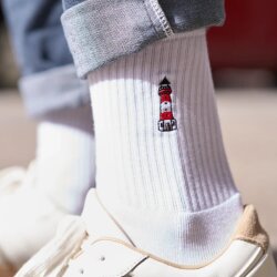 Quittje Socken Leuchtturm weiß