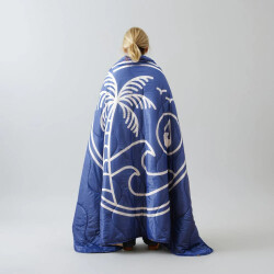 Wave Hawaii Outdoor Decke Sherpa Multifunktionsdecke Blue Palm